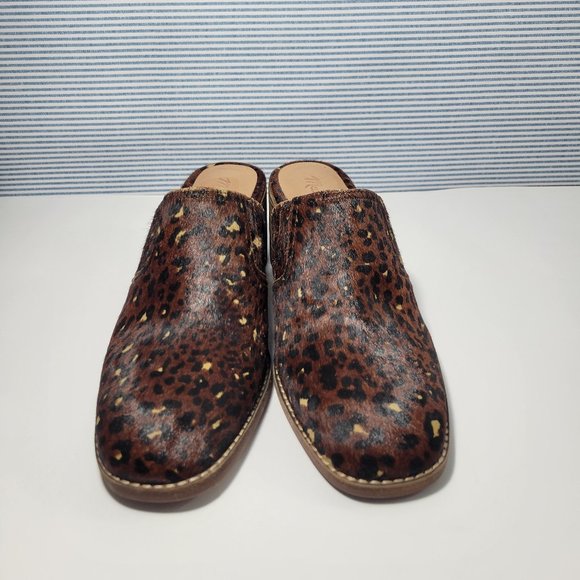 Madewell Carey Mule in Painted Leopard Calf Hair Animal Print Women's Size 8 - Picture 2 of 11